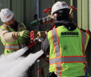 Grunau uses fire protection techniques at a jobsite.